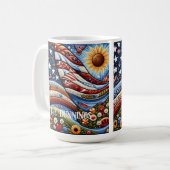 フォークアートアメリカ国旗の風景 コーヒーマグカップ (正面左)