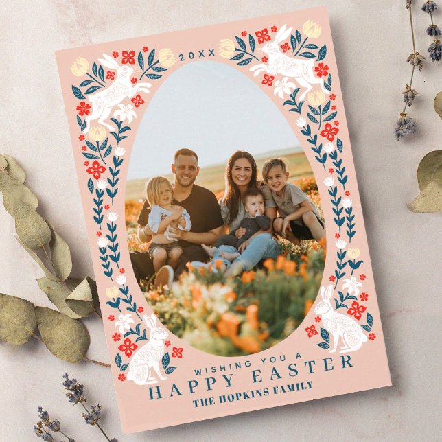 フォークアートイースターエッグホリデーフォトカード (クリエイターアップロード済み)