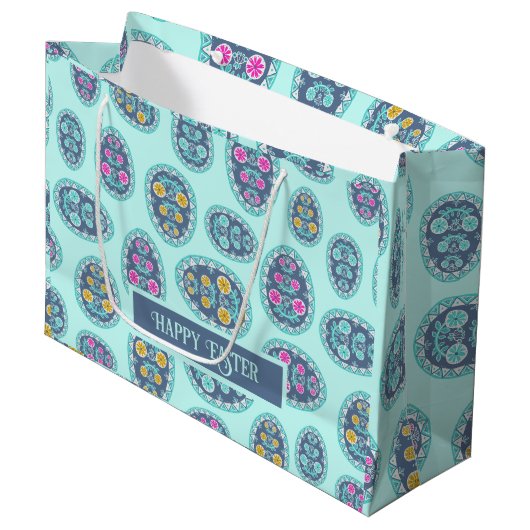 フォークアートイースターパターンピサンカインスパイアアア ラージペーパーバッグ (正面アングル)