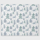 フォークアートウィンターキツネ&ツリーズ ラッピングペーパー (フラット)