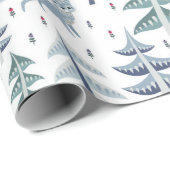 フォークアートウィンターキツネ&ツリーズ ラッピングペーパー (ロールコーナー)