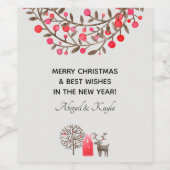 フォークアートウォーターカラートナカイ🦌スモークホワイト ワインラベル (シングルラベル)