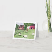 フォークアートウォーターカラーヒツジ ノートカード (正面)