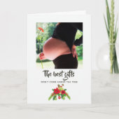 フォークアートウォーターカラーフローラクリスマスベビー期待 案内状 (正面)