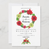 フォークアートウォーターカラーフローラクリスマス結婚ズ 招待状 (正面)