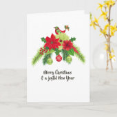 フォークアートウォーターカラーフローラクリスマス カード (黄色い花)