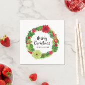 フォークアートウォーターカラーフローラクリスマス スタンダードカクテルナプキン (インサイチュ)