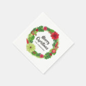 フォークアートウォーターカラーフローラクリスマス スタンダードカクテルナプキン (角)