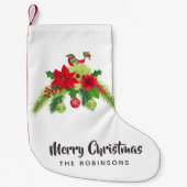 フォークアートウォーターカラーフローラクリスマス スモールクリスマスストッキング (正面)