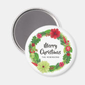 フォークアートウォーターカラーフローラクリスマス マグネット (正面/裏面)