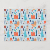 フォークアートウッドランド動物模様 シーズンポストカード (正面)