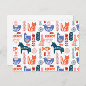 フォークアートウッドランド動物 ポストカード (正面/裏面)