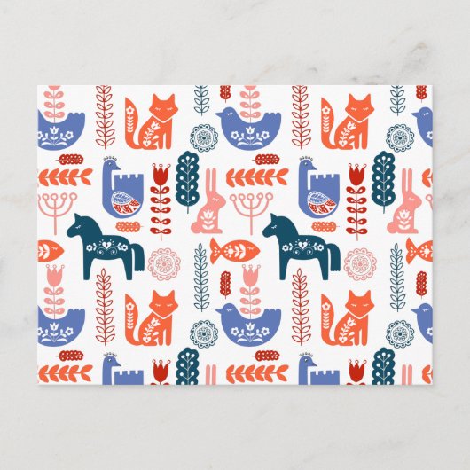 フォークアートウッドランド動物 ポストカード (正面)