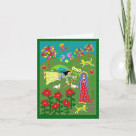 フォークアートエンジェルガブリエルとヴァージンメアリー カード