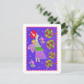 フォークアートエンジェルバレンタイン4.5x5.5ホリデーフラットカード シーズンカード (スタンド正面)