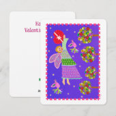 フォークアートエンジェルバレンタイン4.5x5.5ホリデーフラットカード シーズンカード (正面/裏面)