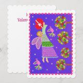 フォークアートエンジェルバレンタイン5 x7ホリデーフラットカード シーズンカード (正面/裏面)