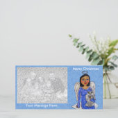 フォークアートエンジェルブルードレスホワイトエンジェルキャットクラウド シーズンカード (スタンド正面)