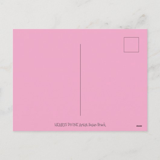 フォークアートエンジェル、猫とハート飛んでいるバレンタイン シーズンポストカード (裏面)