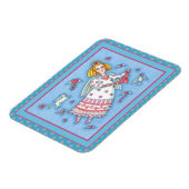 フォークアートエンジェル、猫とハート飛んでいるバレンタイン マグネット (左側)