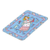 フォークアートエンジェル、猫とハート飛んでいるバレンタイン マグネット (左側)