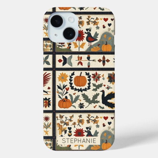 フォークアートオータムキルトパターン | 収穫素朴 Case-Mate iPhoneケース (裏面)