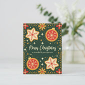 フォークアートオーナメントの祖父母クリスマス シーズンポストカード (スタンド正面)