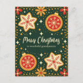 フォークアートオーナメントの祖父母クリスマス シーズンポストカード (正面)