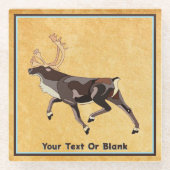 フォークアートカリブー/トナカイ ガラスコースター (正面)