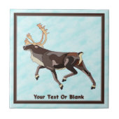 フォークアートカリブー/トナカイ タイル (正面)