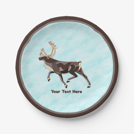 フォークアートカリブー/トナカイ ペーパープレート (正面)