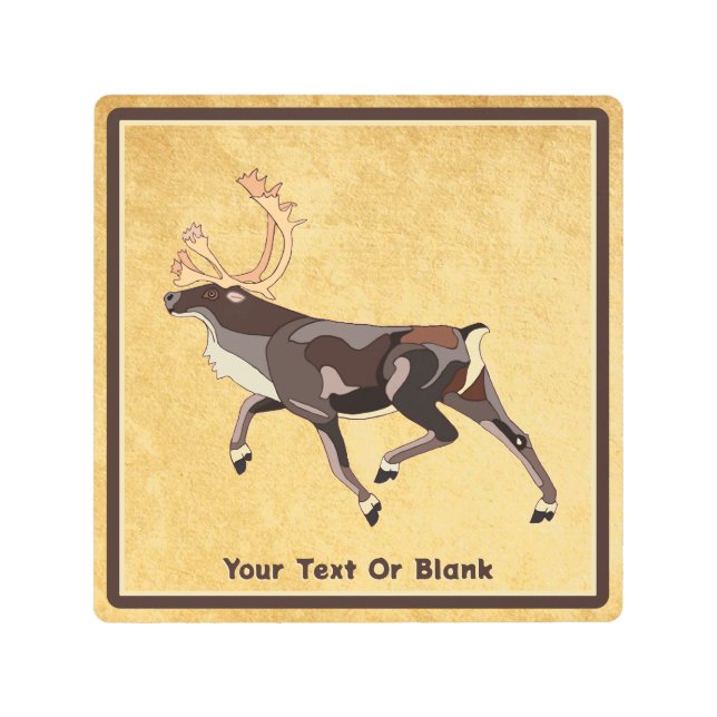 フォークアートカリブー/トナカイ メタルプリント (正面)