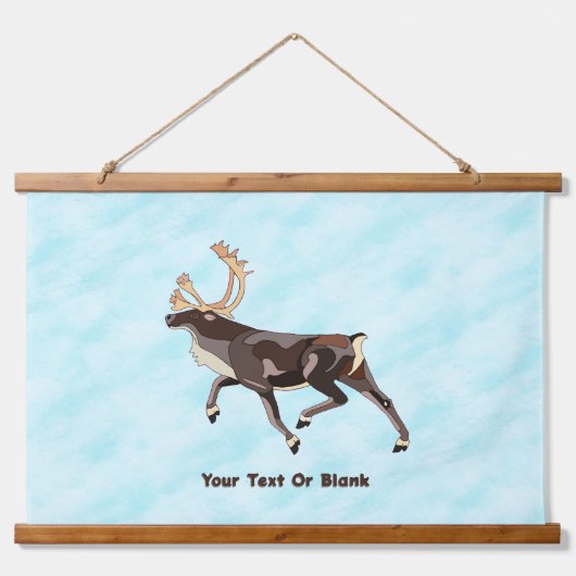 フォークアートカリブー/トナカイ 吊り下げ型タペストリー (正面)
