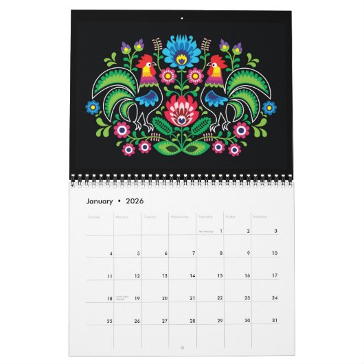 フォークアートカレンダー – SRF カレンダー (1月 2026)