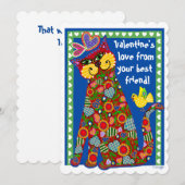 フォークアートキャットフラットバレンタインカード シーズンカード (正面/裏面)