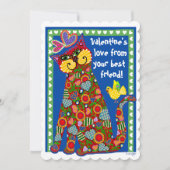 フォークアートキャットフラットバレンタインカード シーズンカード (正面)