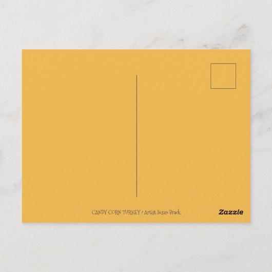 フォークアートキャンディーコーンターキーピルグリム、感謝祭 ポストカード (裏面)