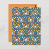 フォークアートキャンディーコーンターキーピルグリム、感謝祭 ポストカード (正面/裏面)