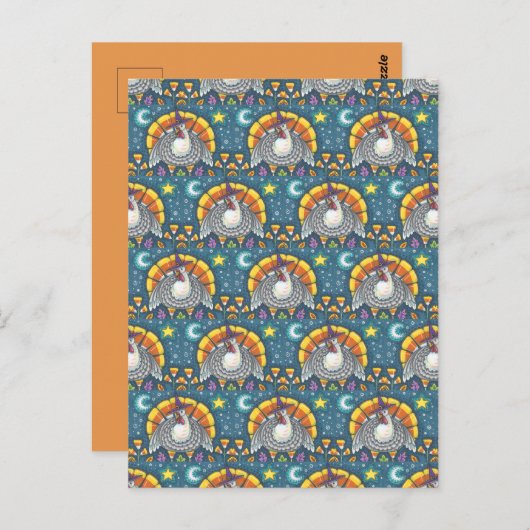 フォークアートキャンディーコーンターキーピルグリム、感謝祭 ポストカード (正面/裏面)