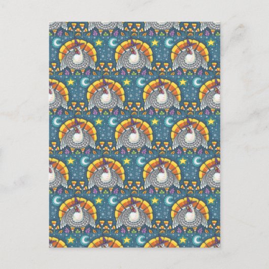 フォークアートキャンディーコーンターキーピルグリム、感謝祭 ポストカード (正面)