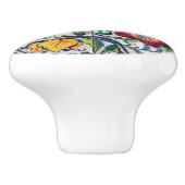 フォークアートクエイルリザードフローラカラフルサウスウエスト セラミックノブ (側面)