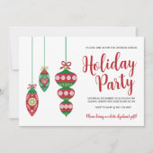 フォークアートクリスマスオーナメントホリデーパーティー 招待状 (正面)
