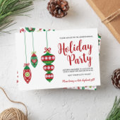 フォークアートクリスマスオーナメントホリデーパーティー 招待状