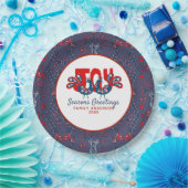 フォークアートクリスマススススススカンジナビア鳥レッドブルー ペーパープレート (パーティー)