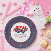 フォークアートクリスマススススススカンジナビア鳥レッドブルー ペーパープレート (パーティー)