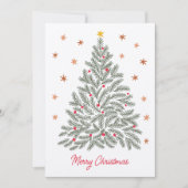 フォークアートクリスマスツリーファミリーフォトホリデーカード 招待状 (正面)