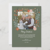 フォークアートクリスマスツリーファミリーフォトホリデーカード 招待状 (裏面)