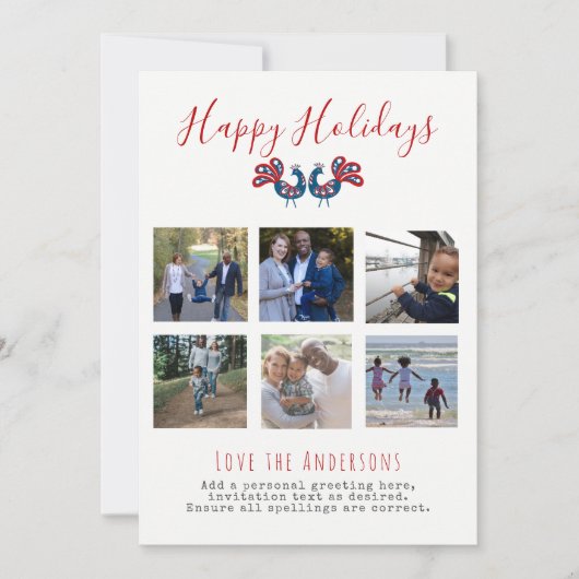 フォークアートクリスマスフォトコラージグリーティングカード シーズンカード (正面)