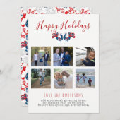 フォークアートクリスマスフォトコラージグリーティングカード シーズンカード (正面/裏面)