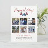 フォークアートクリスマスフォトコラージグリーティングカード シーズンカード (スタンド正面)